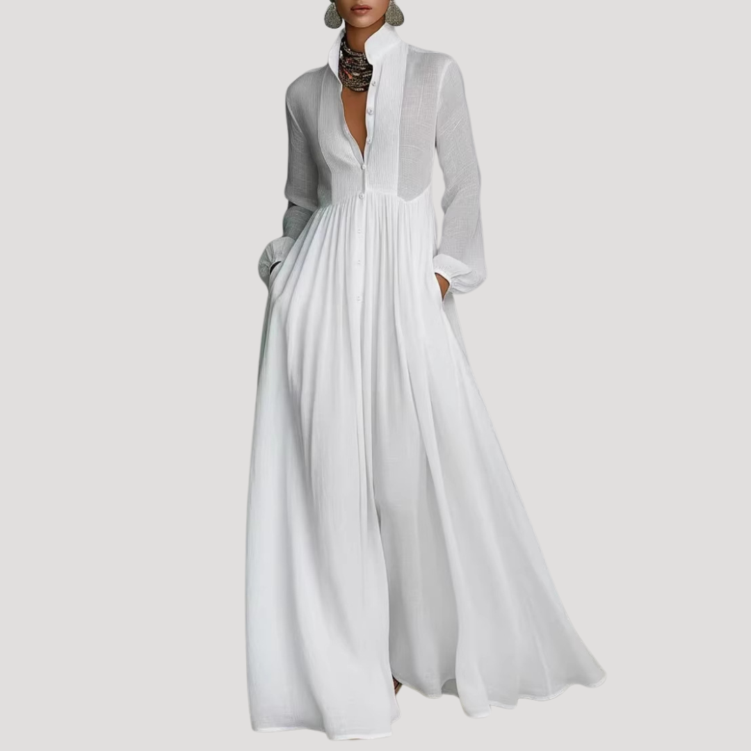 modest long sleeve maxi dresses Women's Modest Long Sleeve Button Maxi Dress – GRAND LONDON