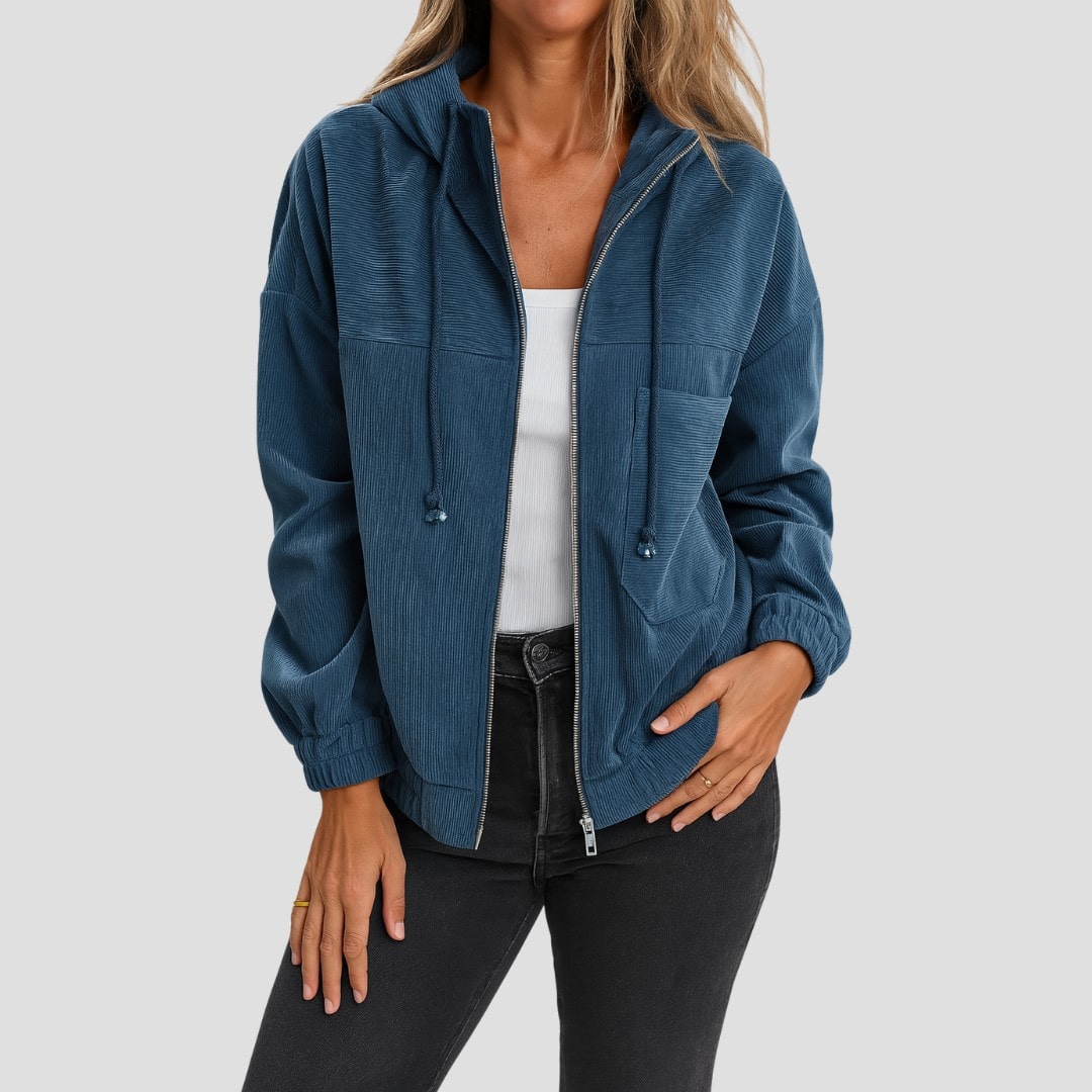 Ella | Corduroy Zip-Up Hoodie