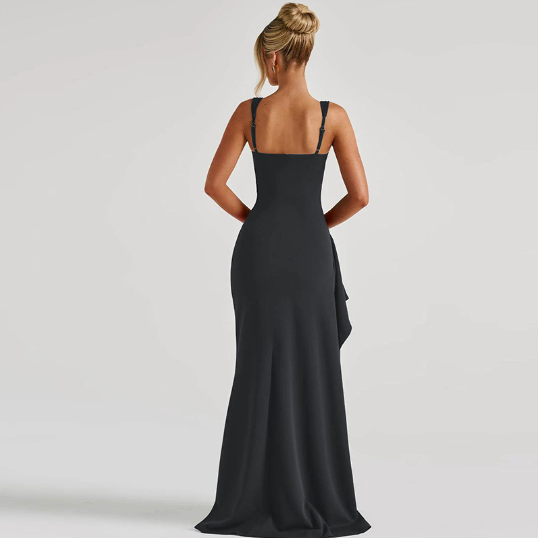 Elegant Square Neck Maxi Dress for Evening Events – GRAND LONDON