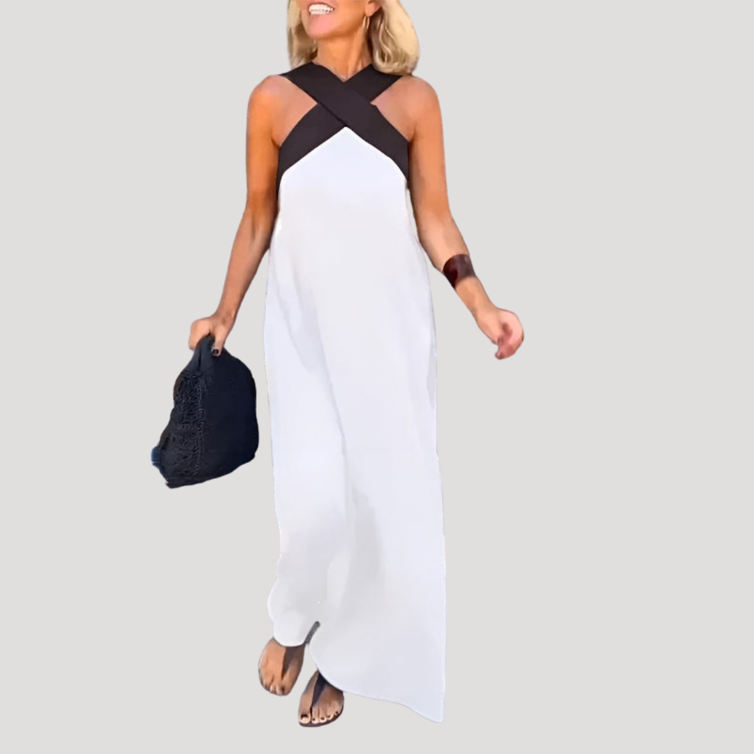 cross over halter neck maxi dress Alvara Crossover Halterneck Maxi Dress Pink