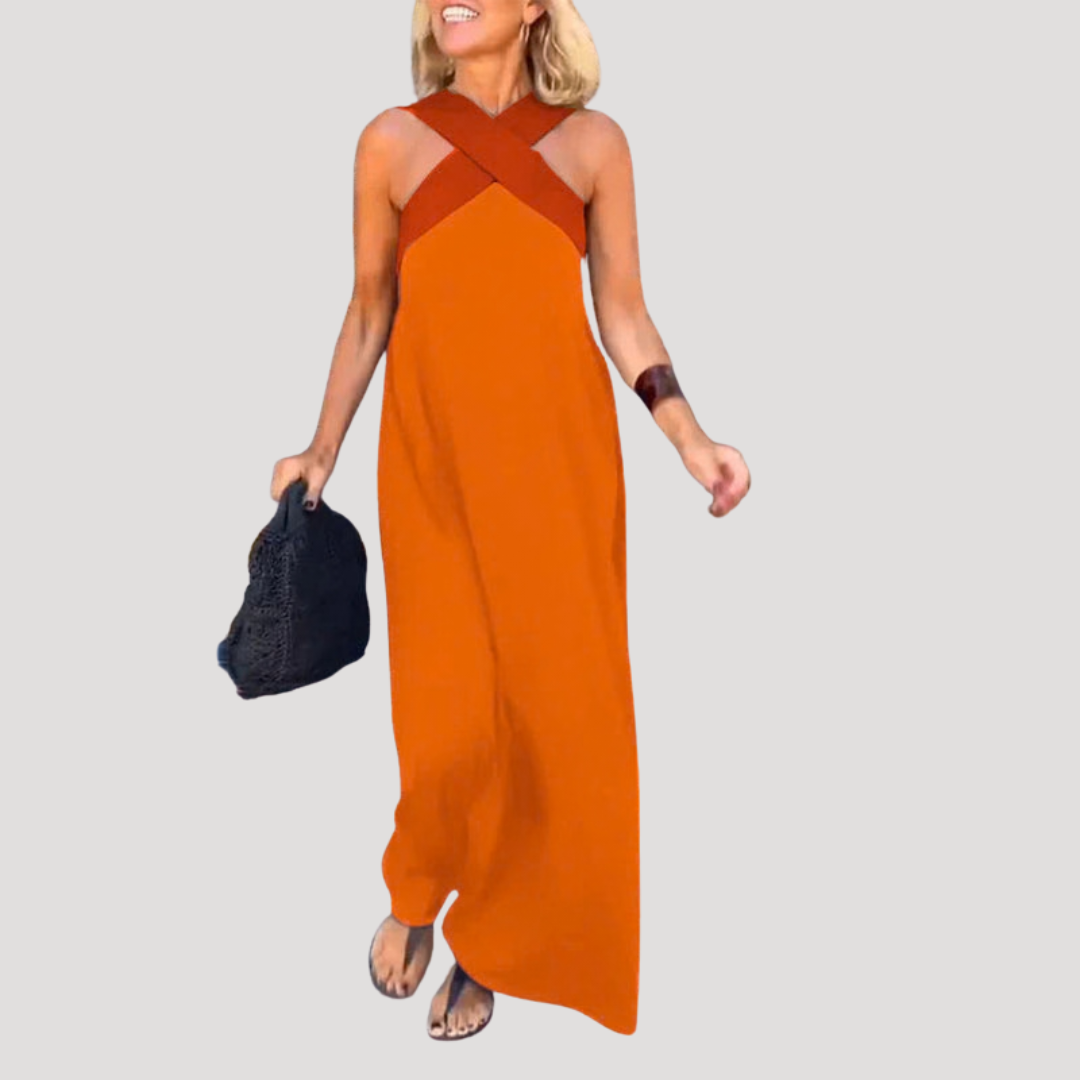 cross over halter neck maxi dress Sage Satin Maxi Dress - Halter Neck Maxi Dress - Cross-Front Maxi