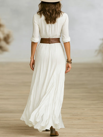 ZOE | Belted Cotton-Linen Dress