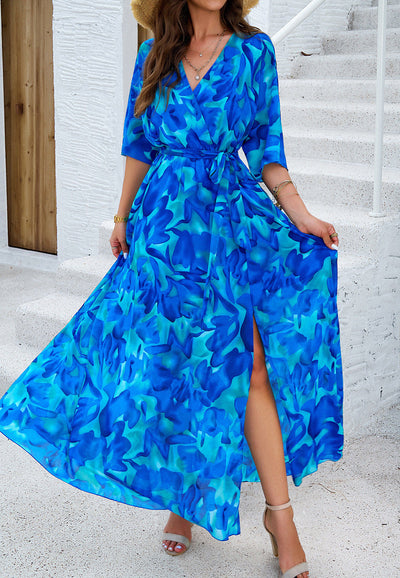 Tina | Floral Print Tummy-Flattering Maxi Dress