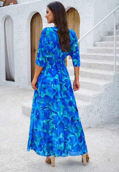 Tina | Floral Print Tummy-Flattering Maxi Dress