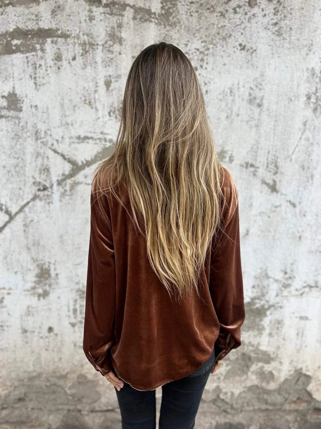 LAUREN – Luxe Velvet Button-Up Blouse