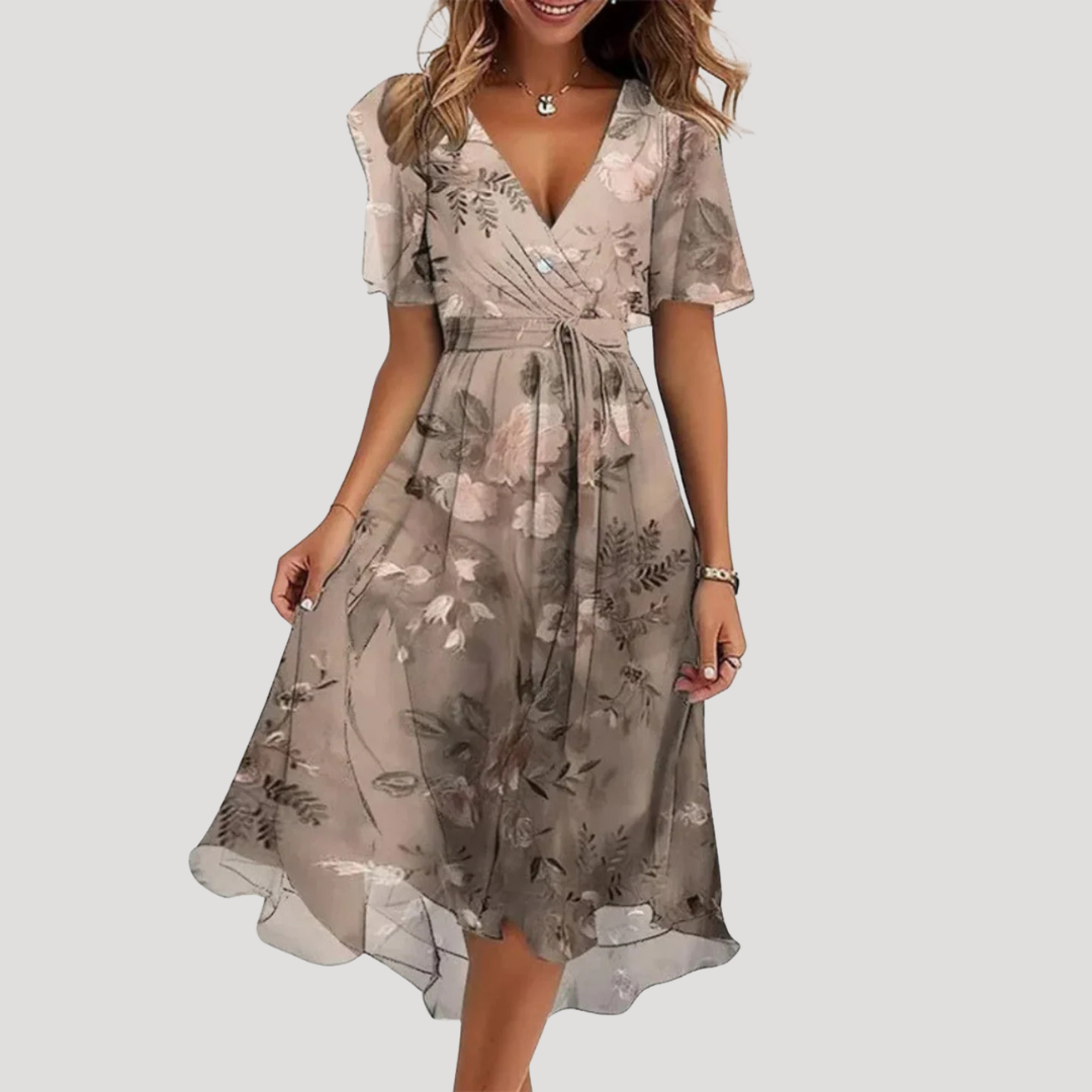 Floral Tummy Control Wrap Midi Dress – GRAND LONDON