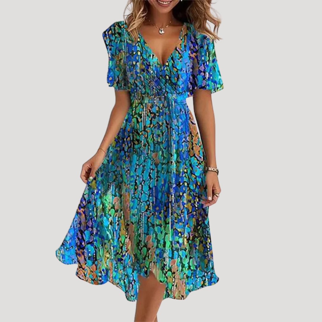 Floral Tummy Control Wrap Midi Dress GRAND LONDON Floral Tummy Control Wrap Midi Dress GRAND LONDON