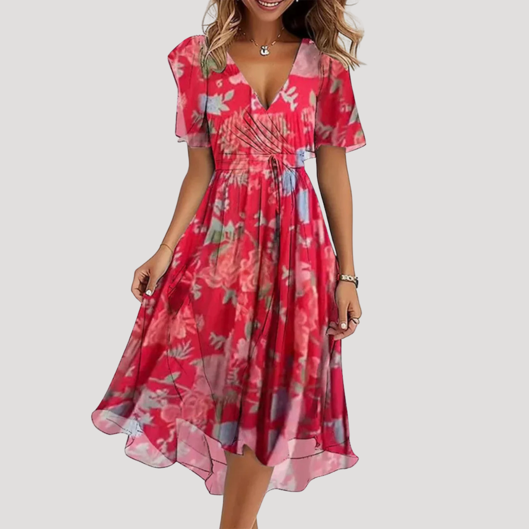 Floral Tummy Control Wrap Midi Dress GRAND LONDON Floral Tummy Control Wrap Midi Dress GRAND LONDON